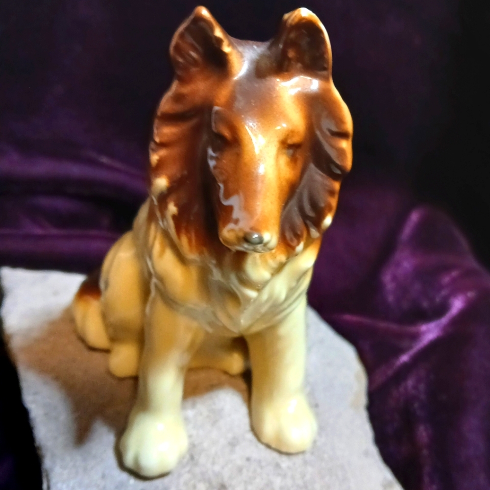 Vintage Made in Japan  Bisque Porcelain Collie Figurine